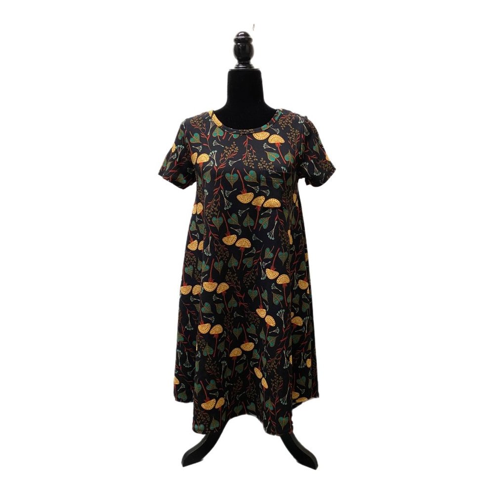 Lula Roe Green, Gold, and Black Carly Dress, XXS, Pre-owned